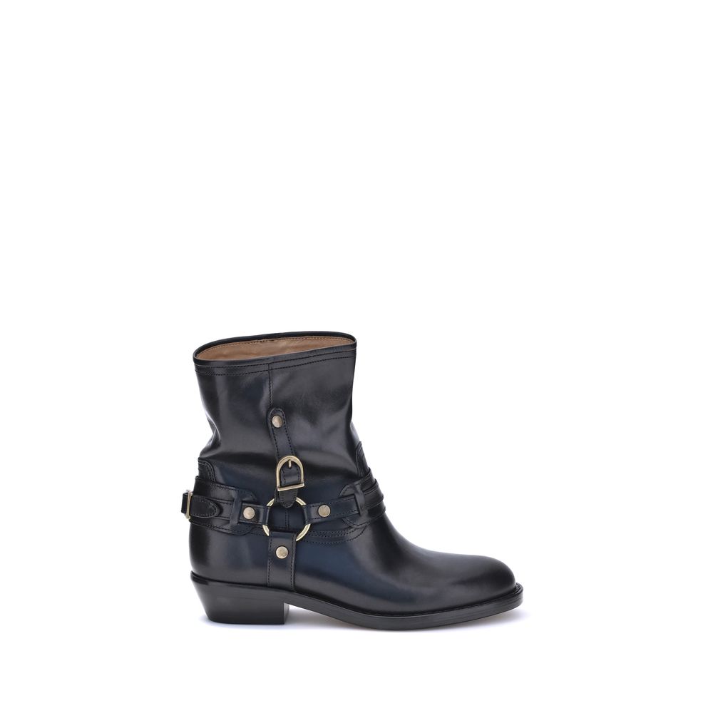 Black Calf Leather Bos Taurus Ankle Boots