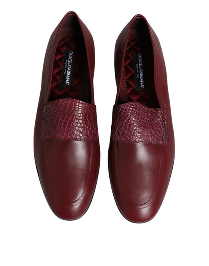 Burgundy Calfskin Leather Formal Slip On Shoes