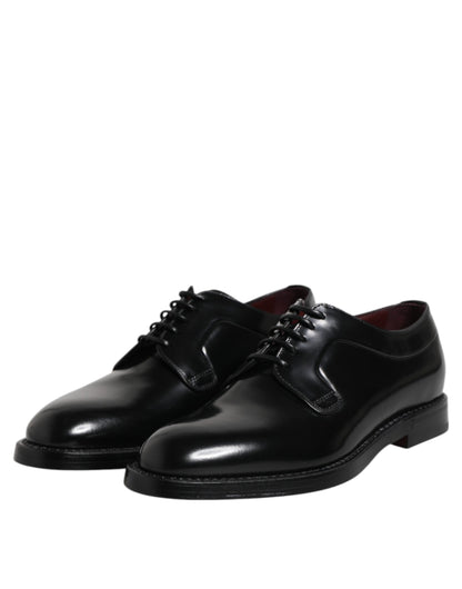Black Calf Leather Lace Up Dress Derby Shoes