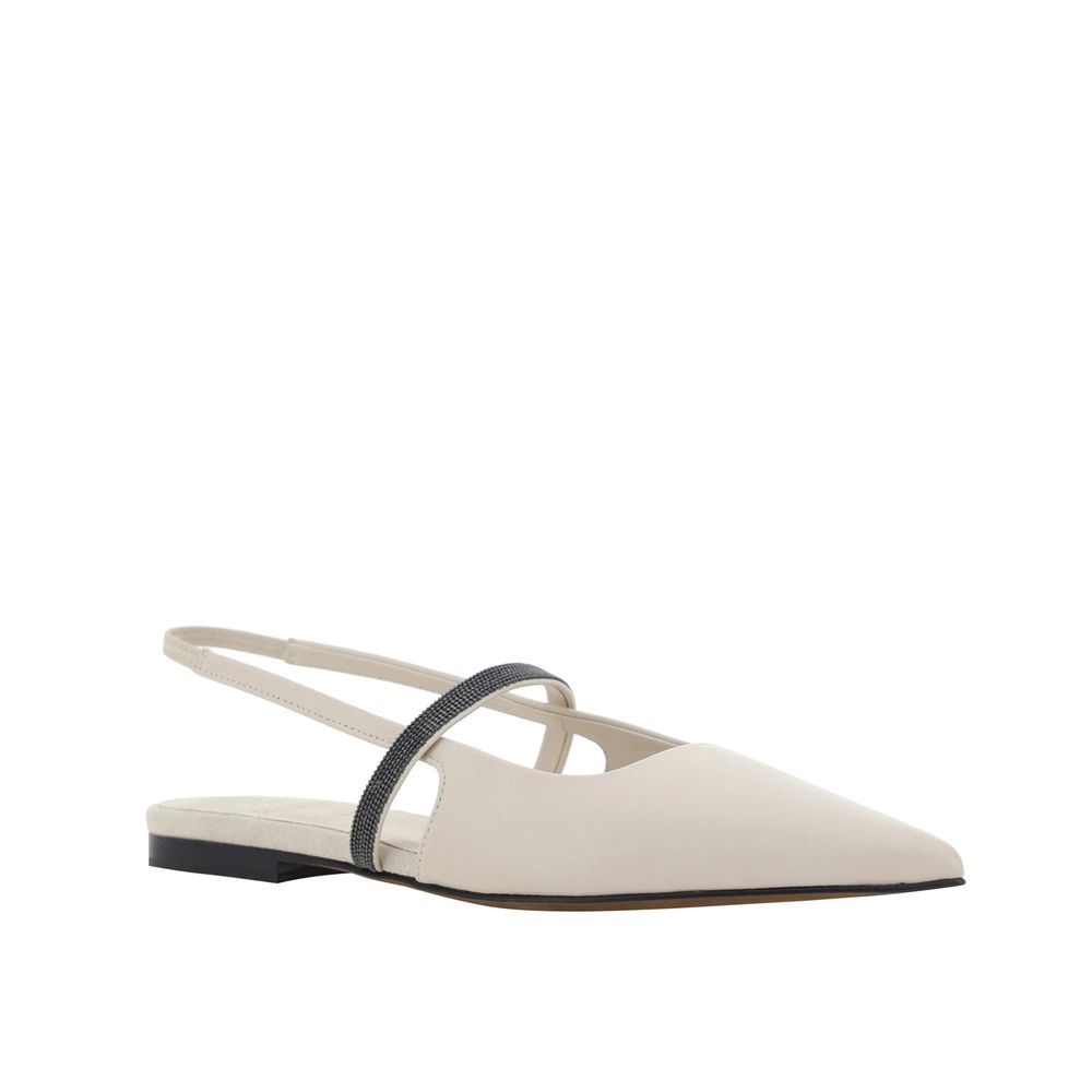 White Calfskin Ballet Flats