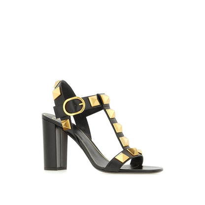 Black Calfskin Stiletto Heel Sandals