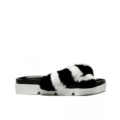 Black Fur Slippers