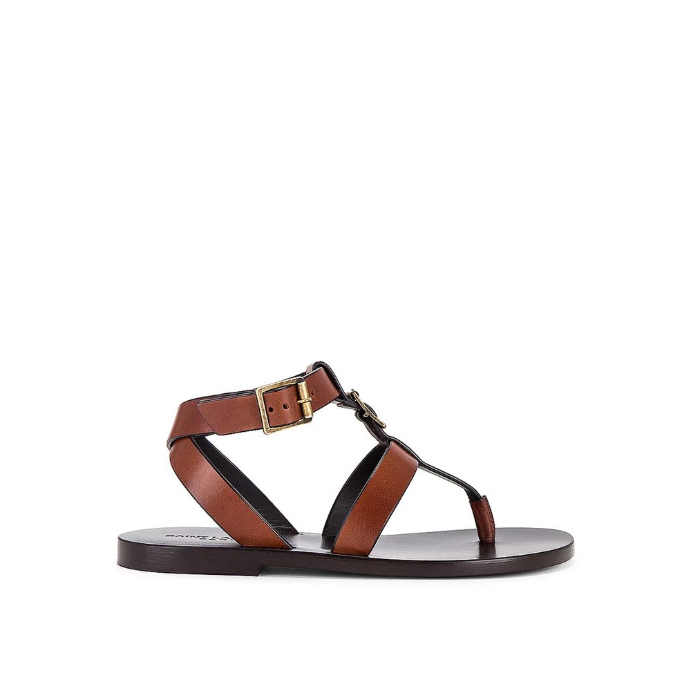 Brown Calfskin Flip-Flop Sandals