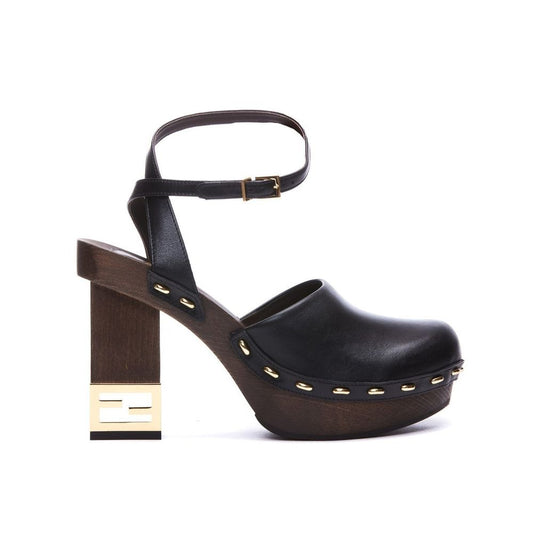Decorative Heel Leather Pumps
