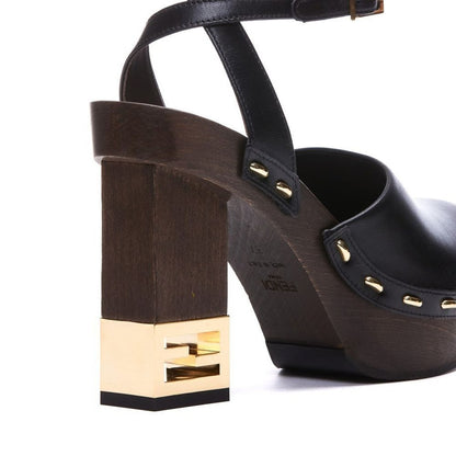 Decorative Heel Leather Pumps