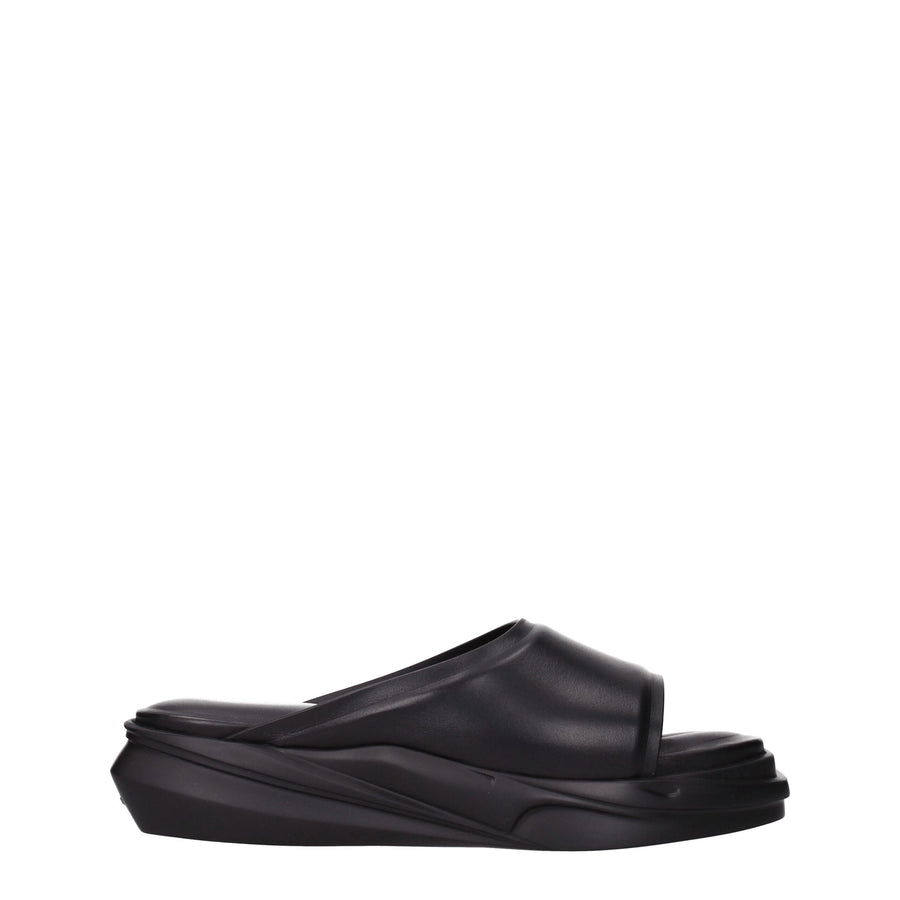 Black Leather Slippers