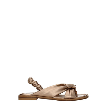 Gold Leather Flat Sandals