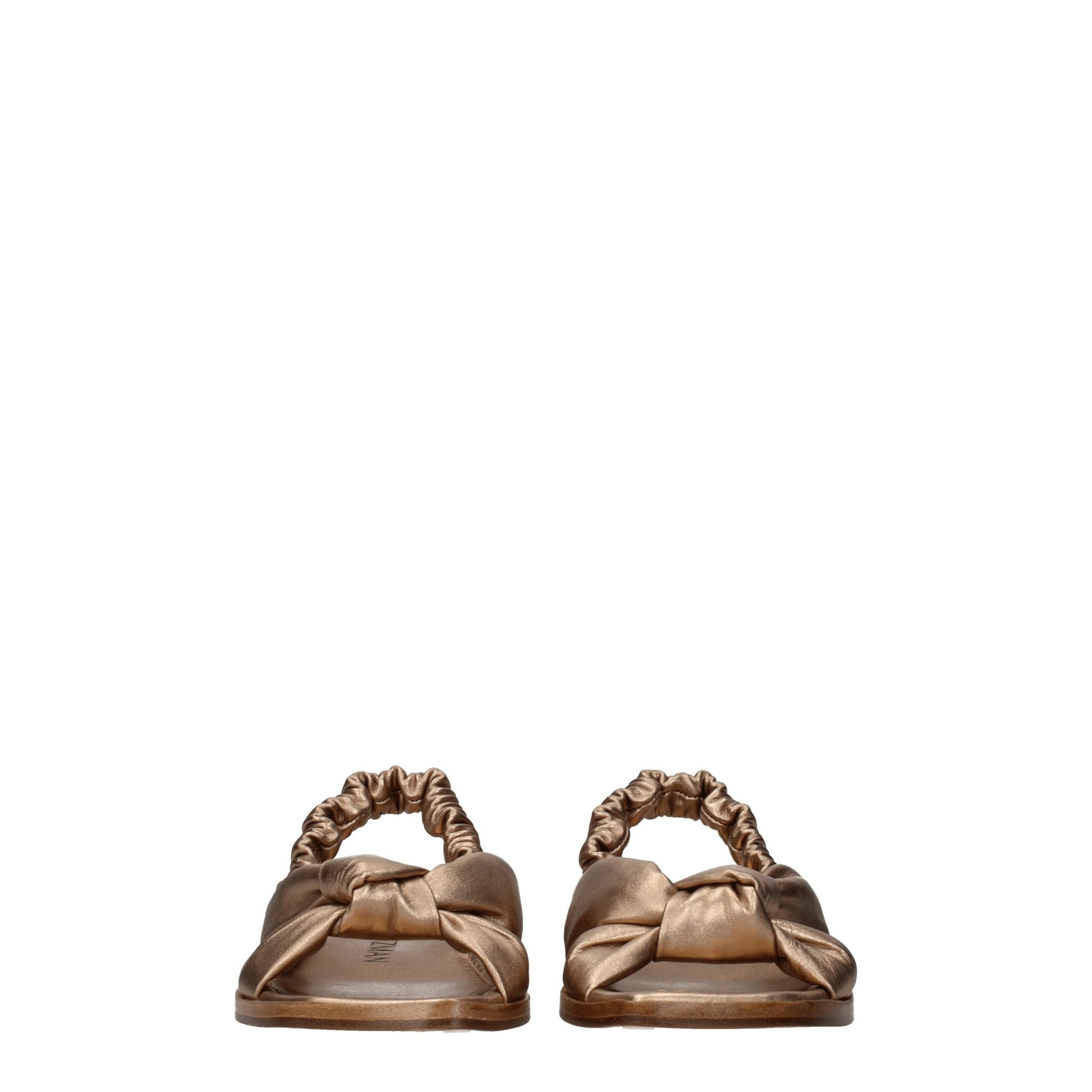 Gold Leather Flat Sandals