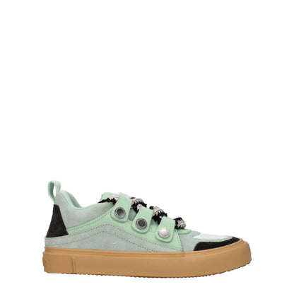 Green Leather Low Top Sneakers
