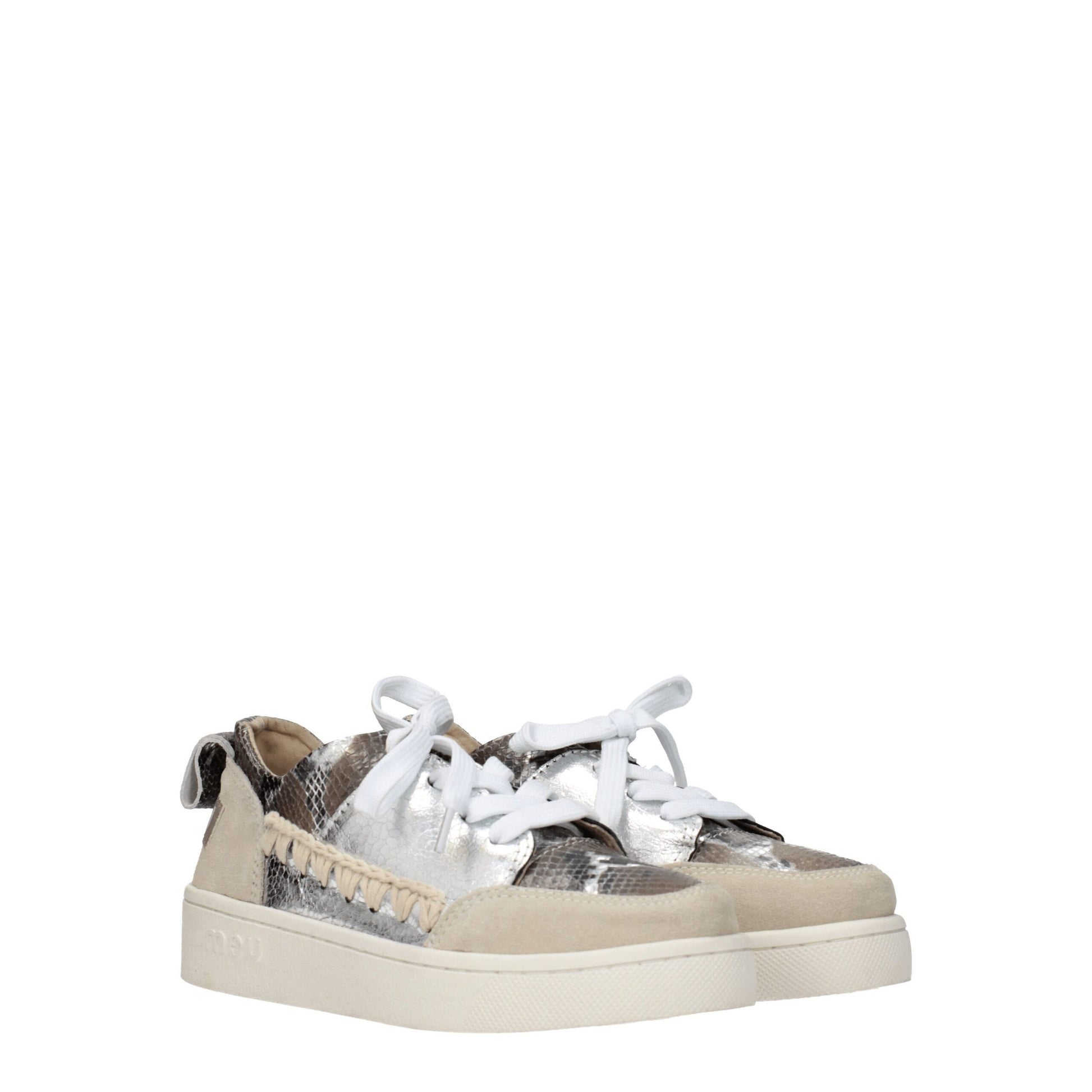 Gray Leather Low Top Sneakers