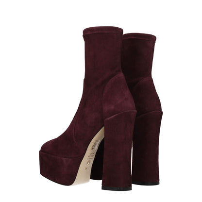 Purple Leather Ankle Boots