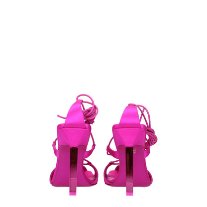 Pink Satin Stiletto Heel Sandals