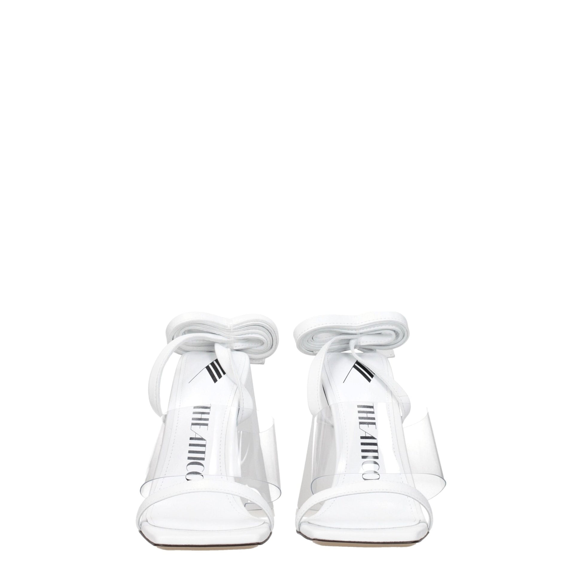 White Leather Stiletto Heel Sandals