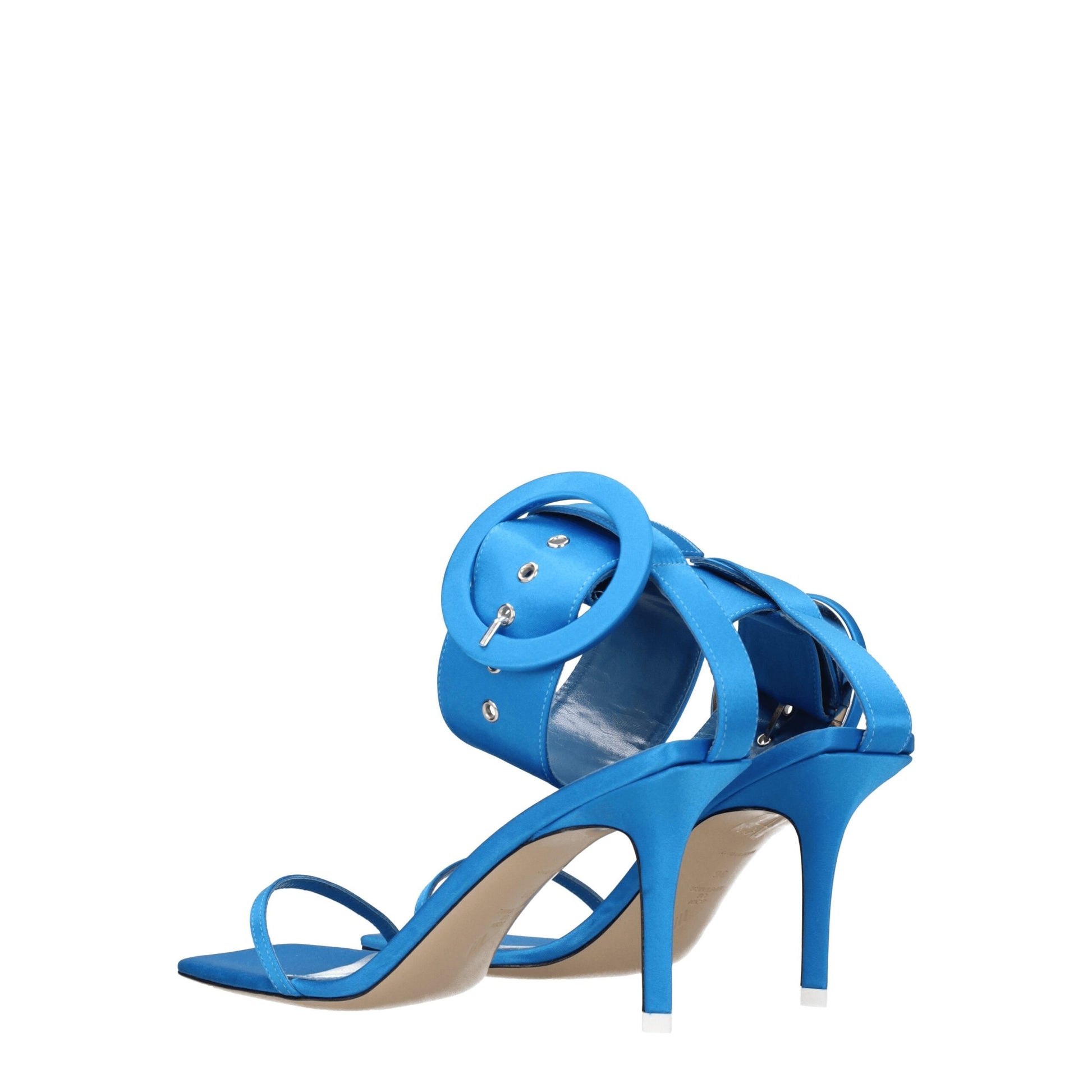 Light Blue Satin Stiletto Heel Sandals