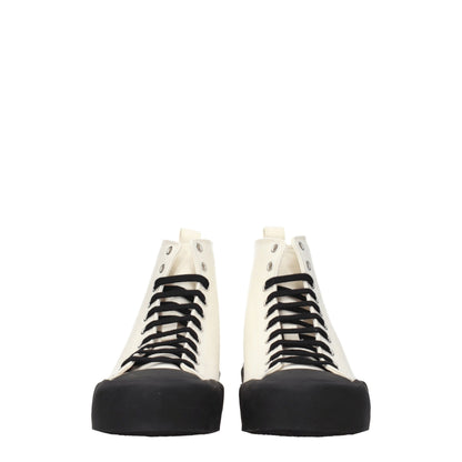 Beige Fabric High Top Sneakers