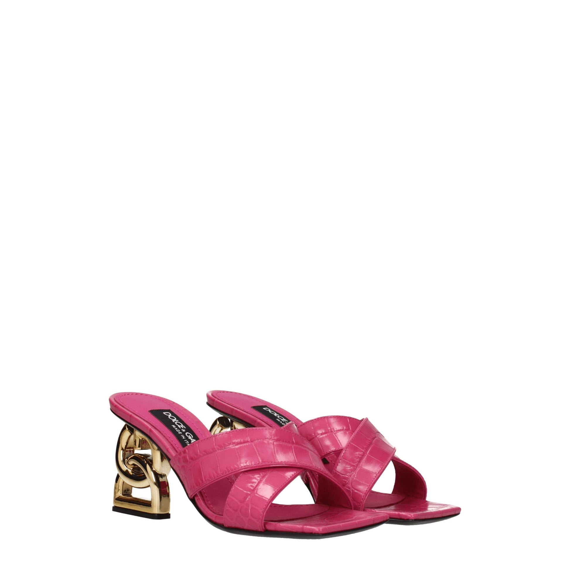 Pink Leather Platform Sandals