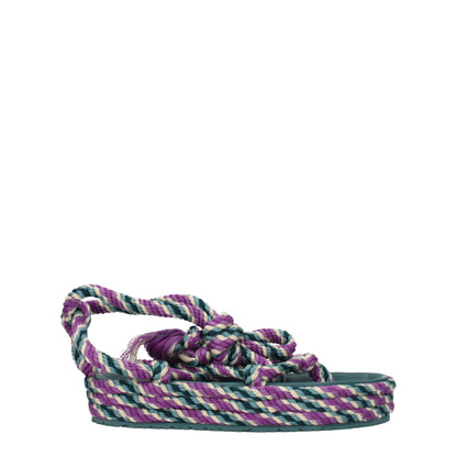 Multicolor Fabric Flat Sandals