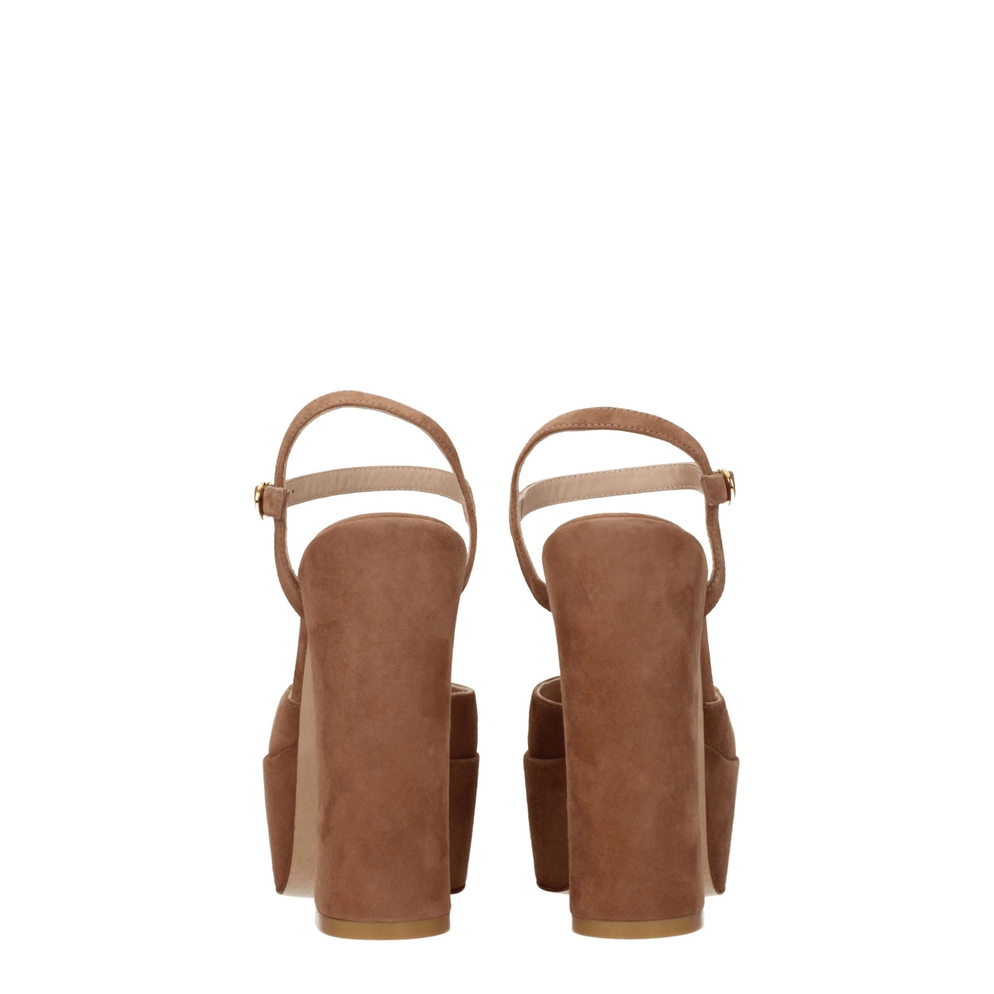 Beige Leather Platform Sandals