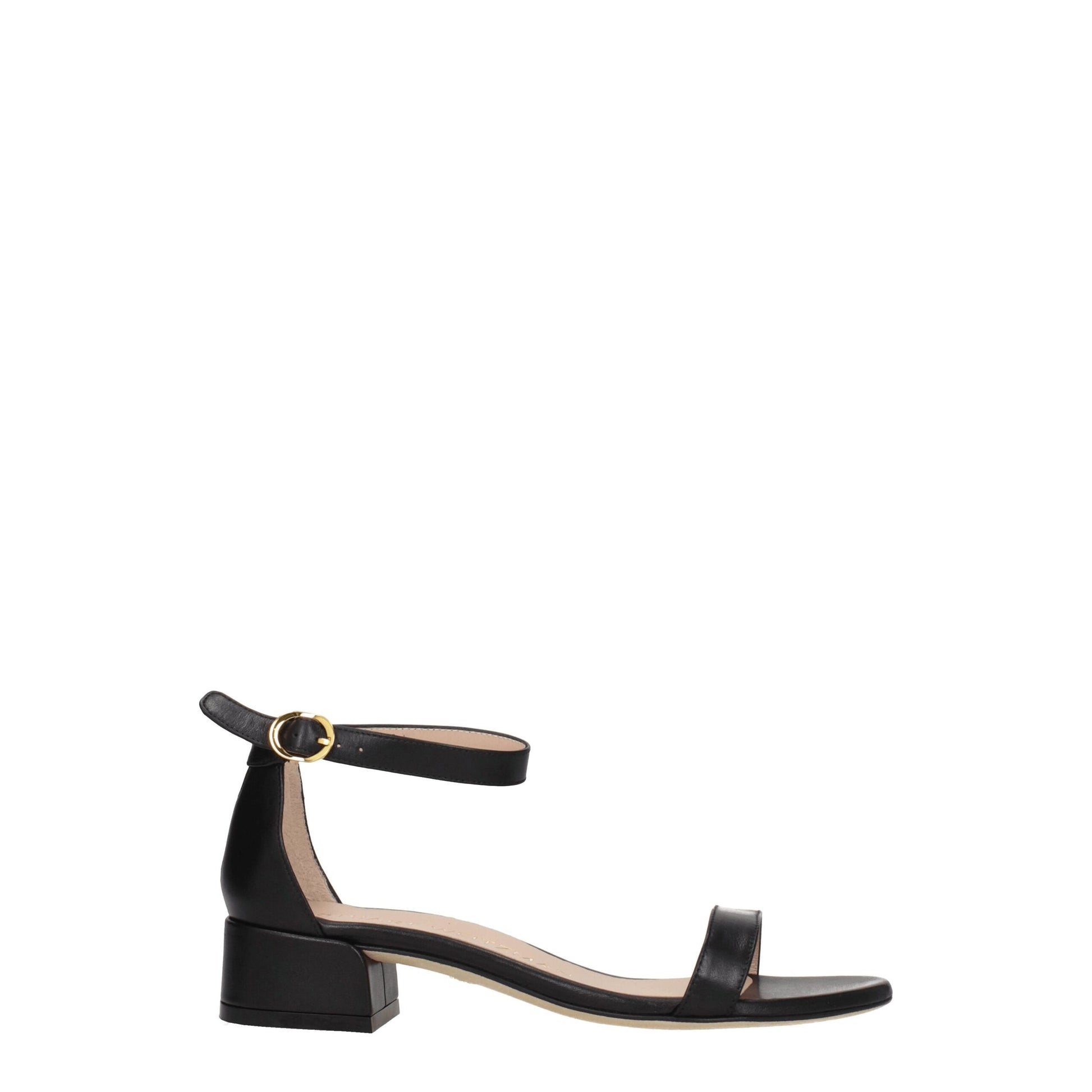 Black Leather Flat Sandals