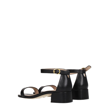 Black Leather Flat Sandals