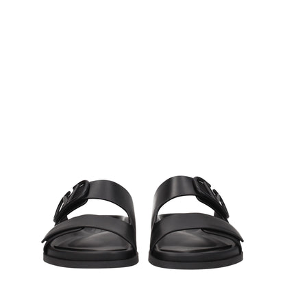 Black Leather Slippers