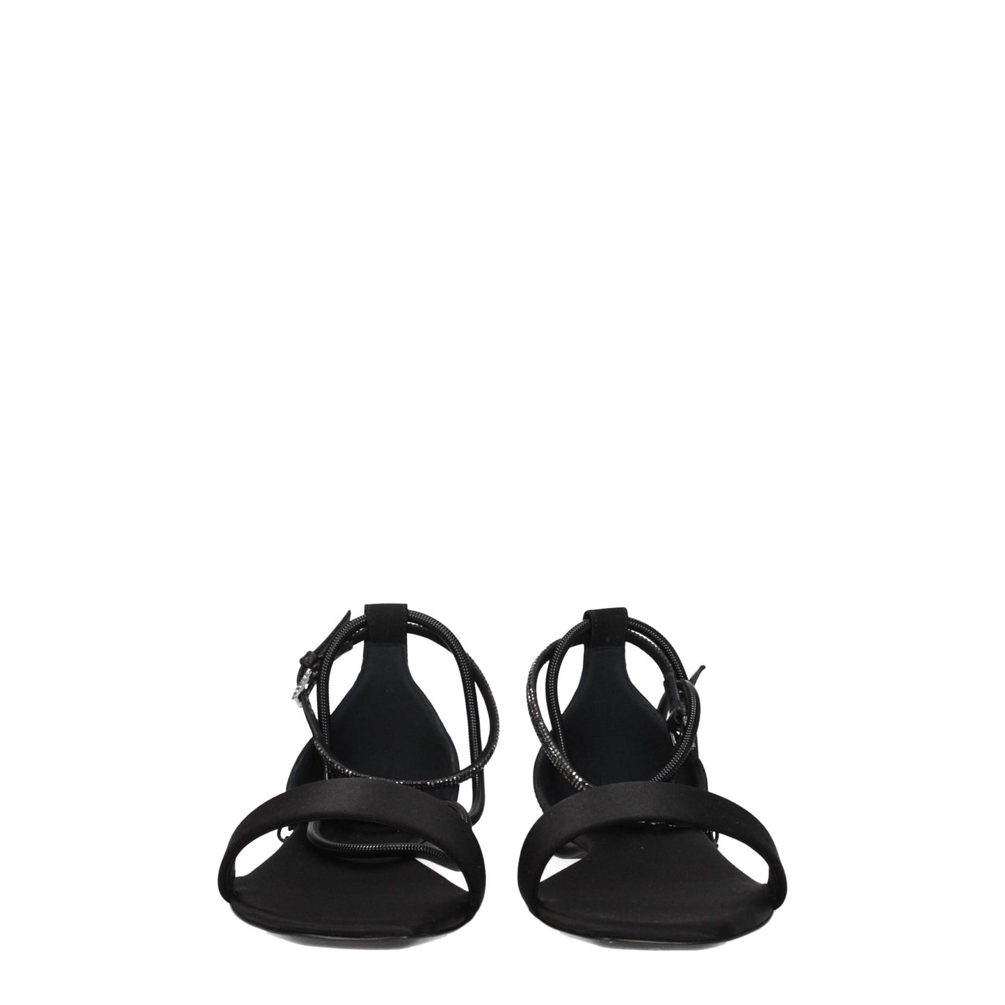 Black Satin Flat Sandals