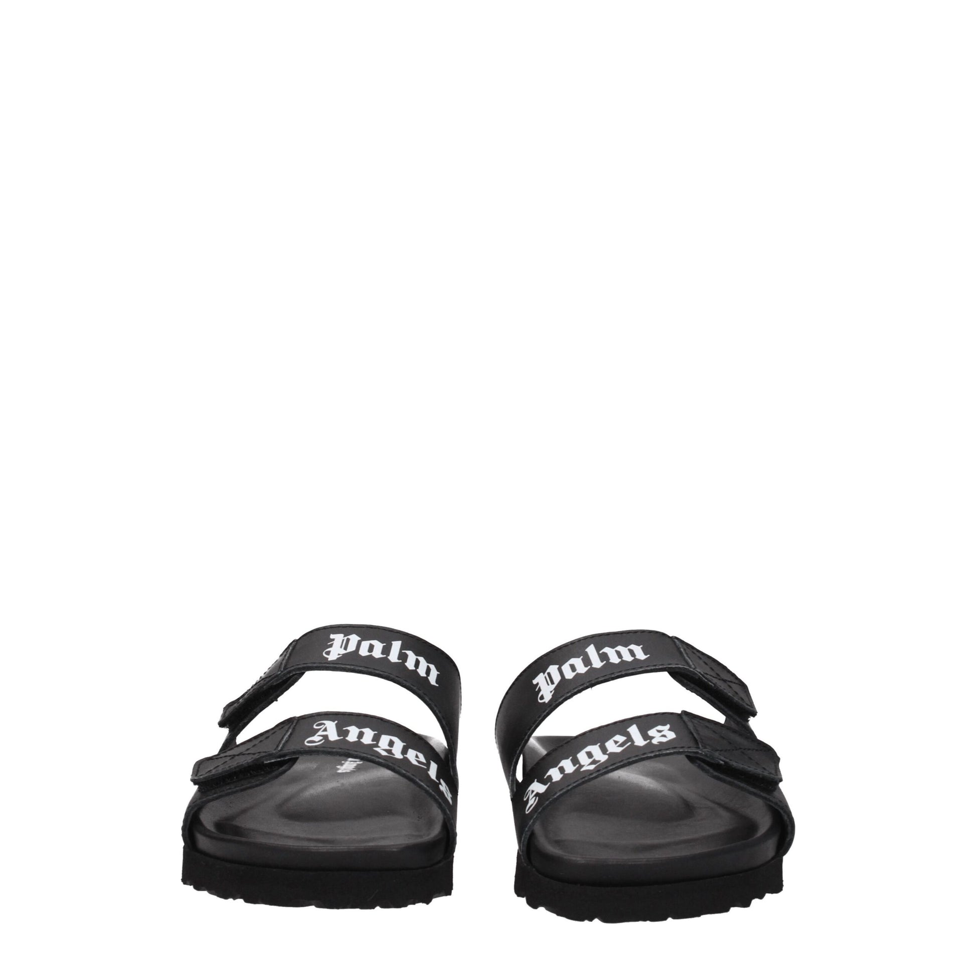 Black Leather Flat Sandals