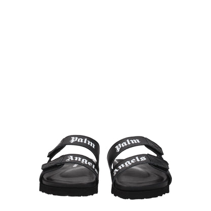 Black Leather Flat Sandals