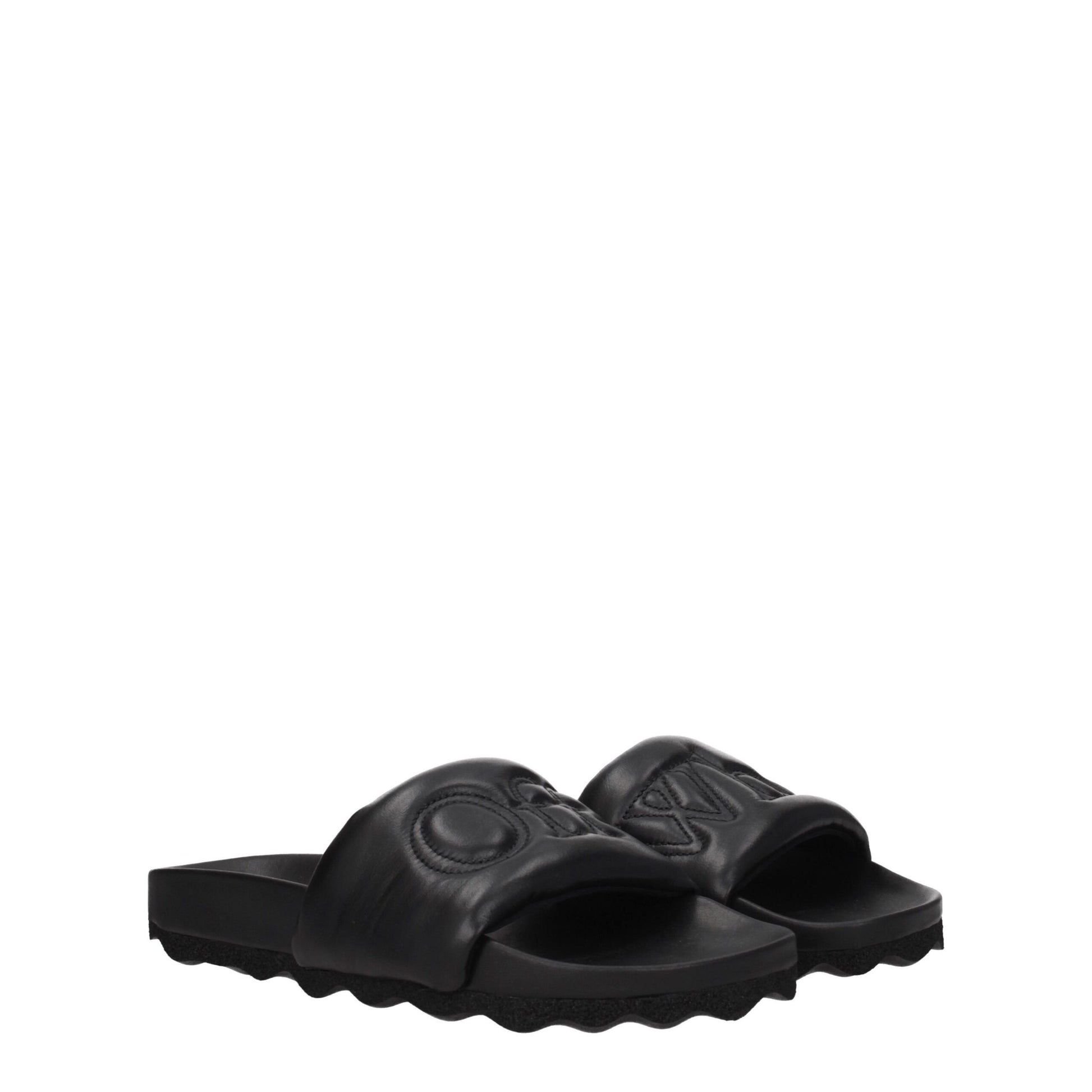 Black Leather Slippers