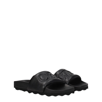 Black Leather Slippers