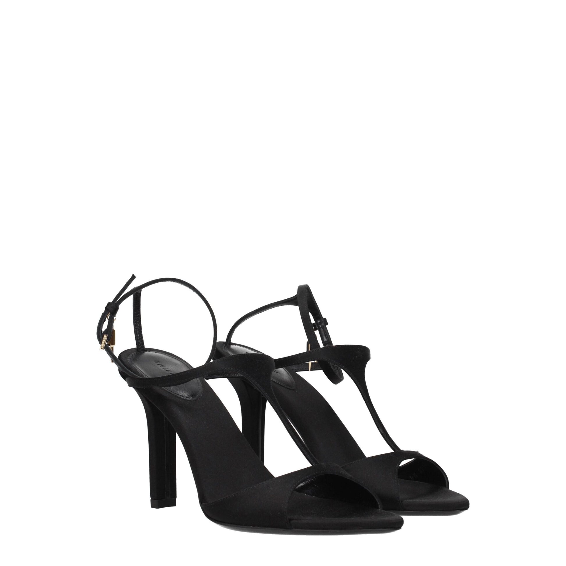 Black Satin Stiletto Heel Sandals