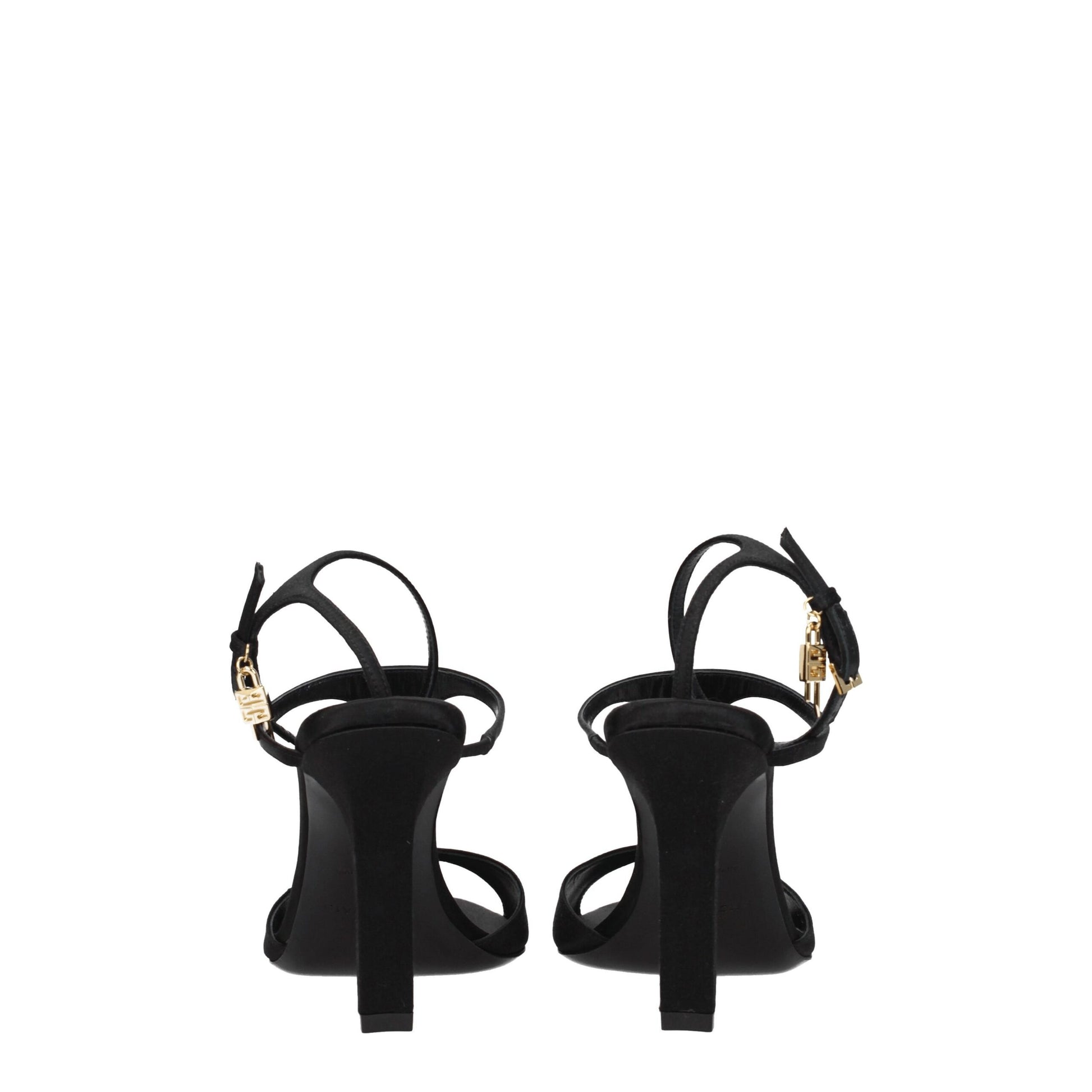 Black Satin Stiletto Heel Sandals