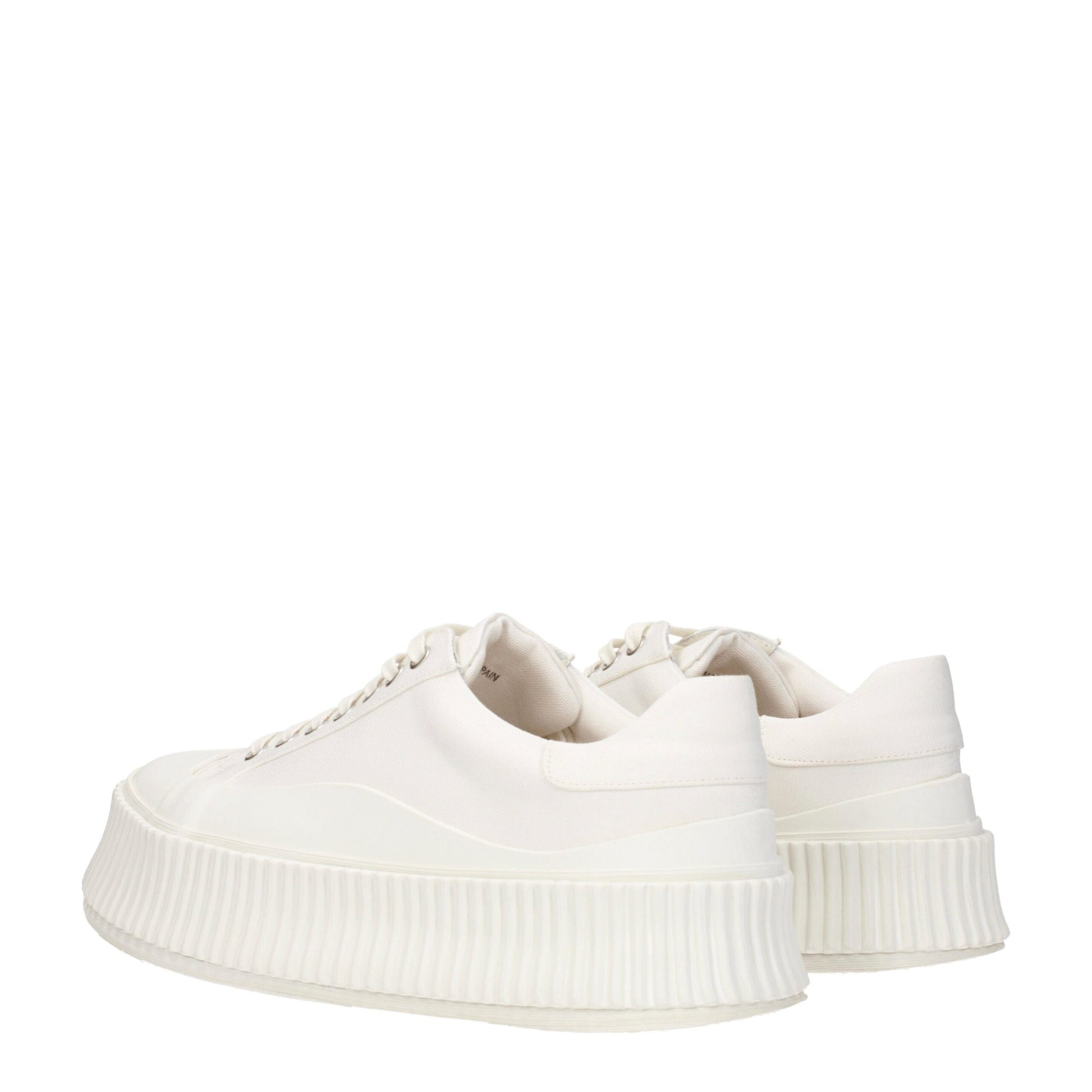 White Fabric Platform Sneakers
