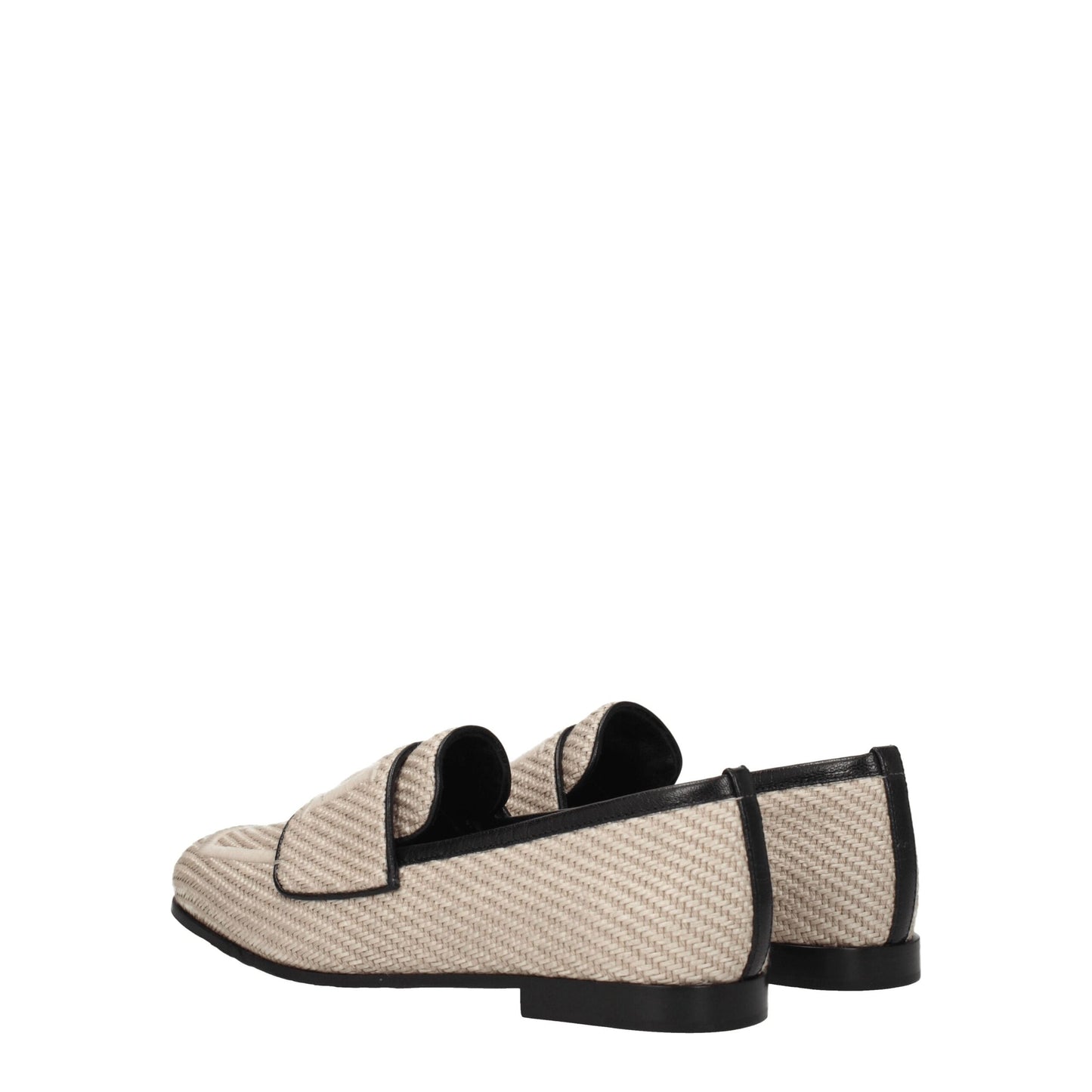 Beige Fabric Slip-On Loafers