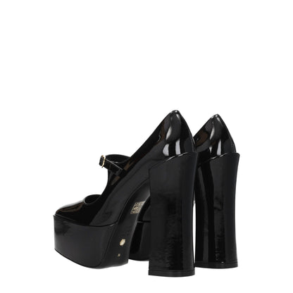 Black Leather Platform Pumps
