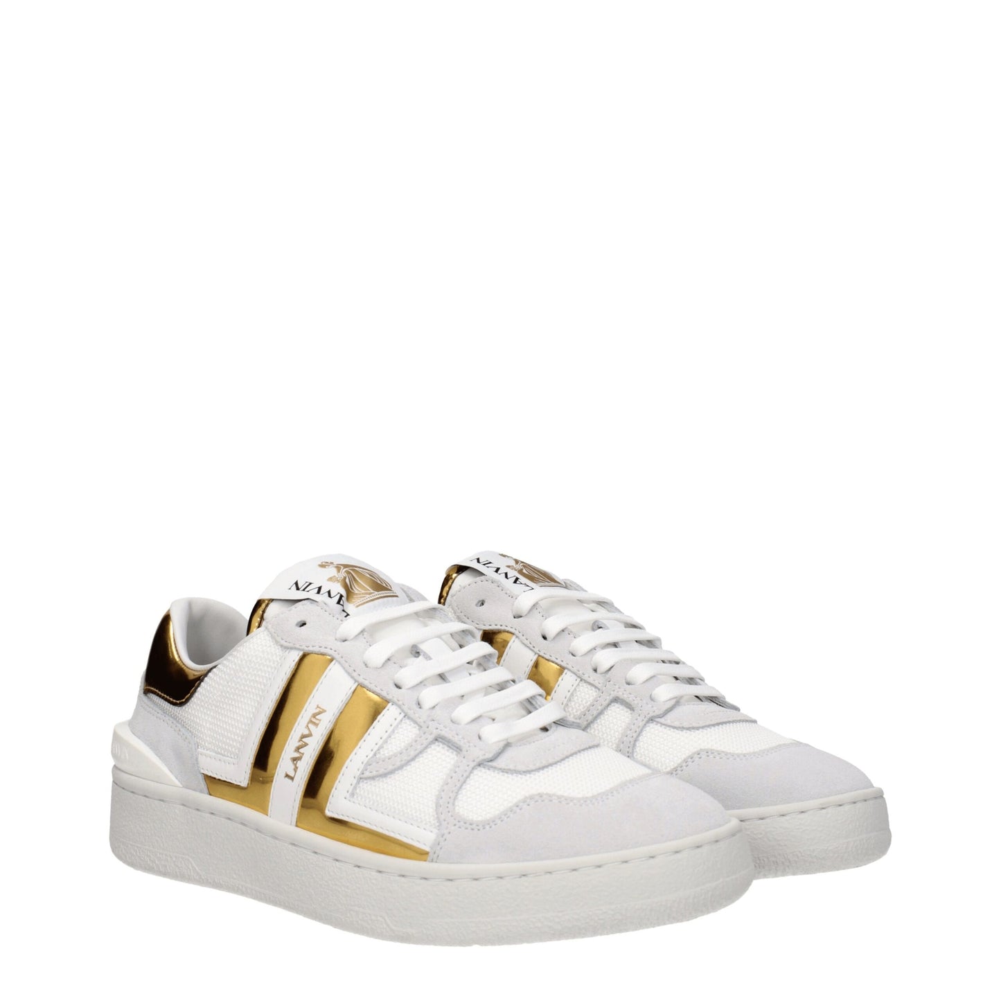 White Fabric Low Top Sneakers