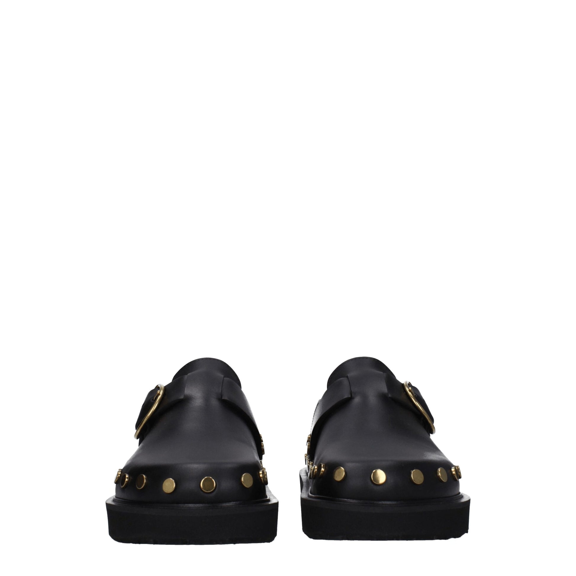 Black Leather Slippers
