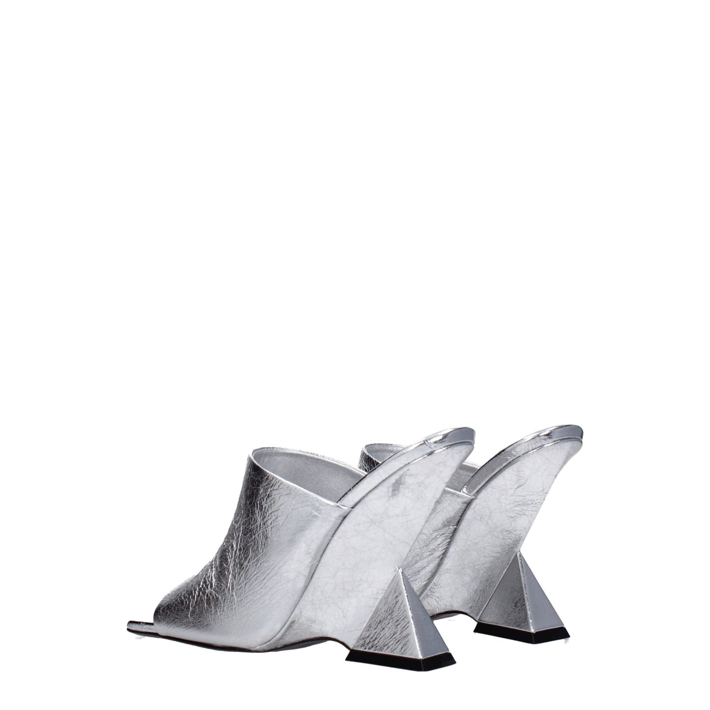 Gray Leather Platform Sandals