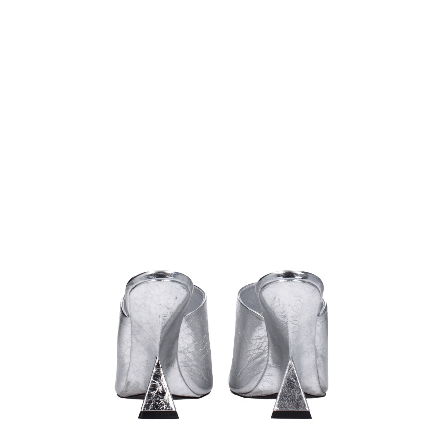 Gray Leather Platform Sandals