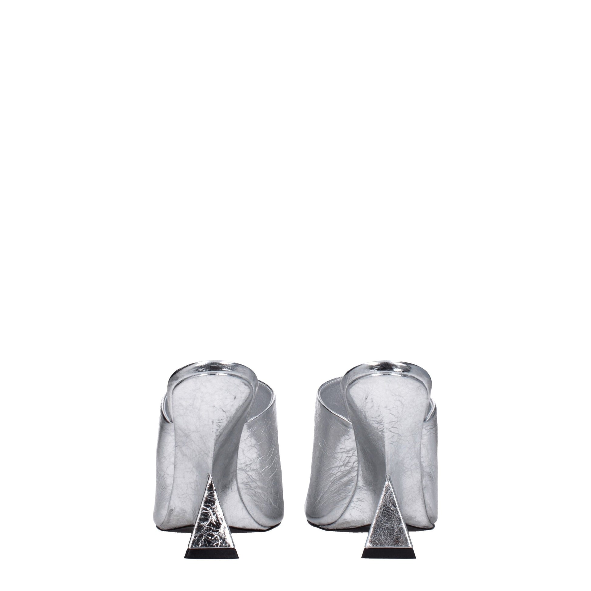 Gray Leather Platform Sandals