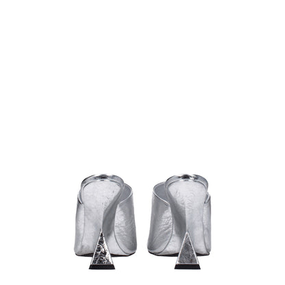 Gray Leather Platform Sandals