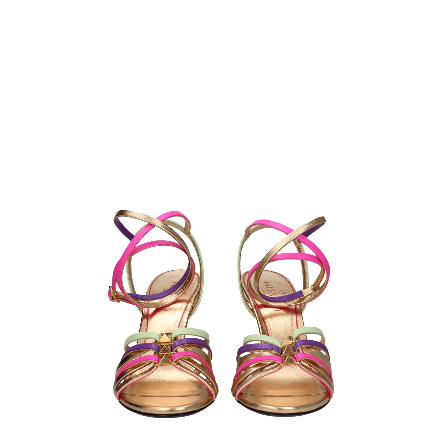 Multicolor Leather Stiletto Heel Sandals