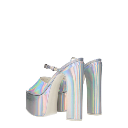Gray Leather Platform Sandals