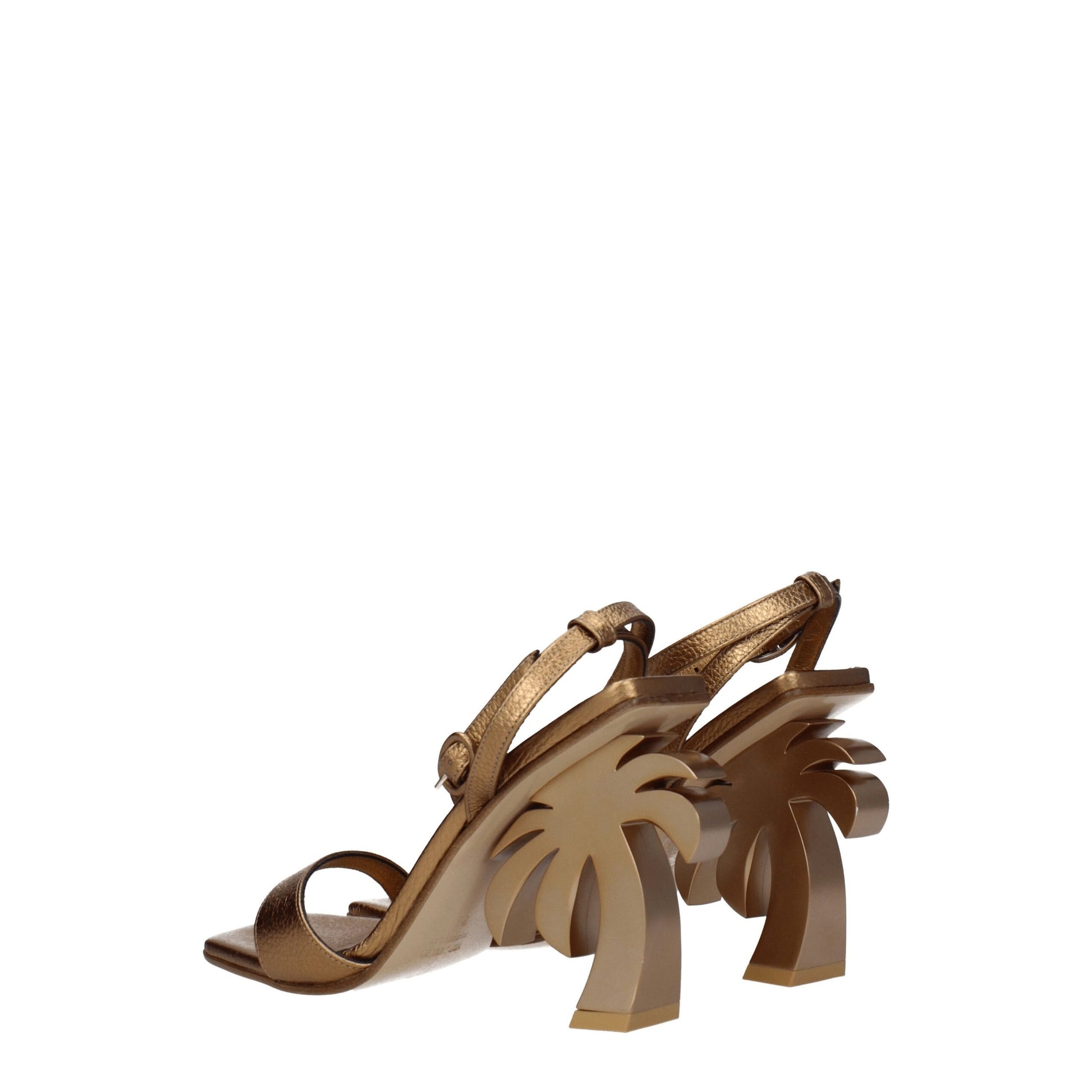 Gold Leather Platform Sandals