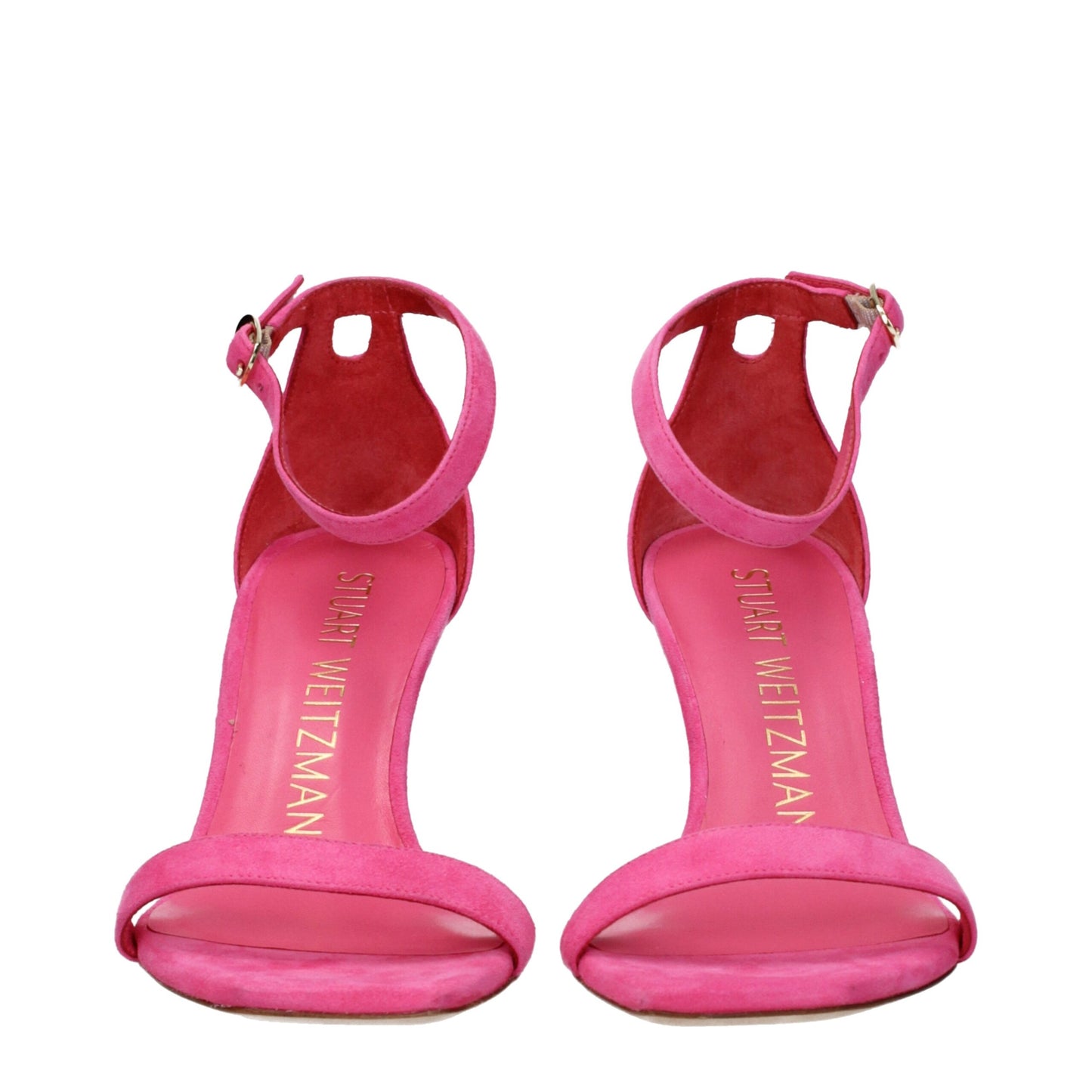 Pink Leather Stiletto Heel Sandals