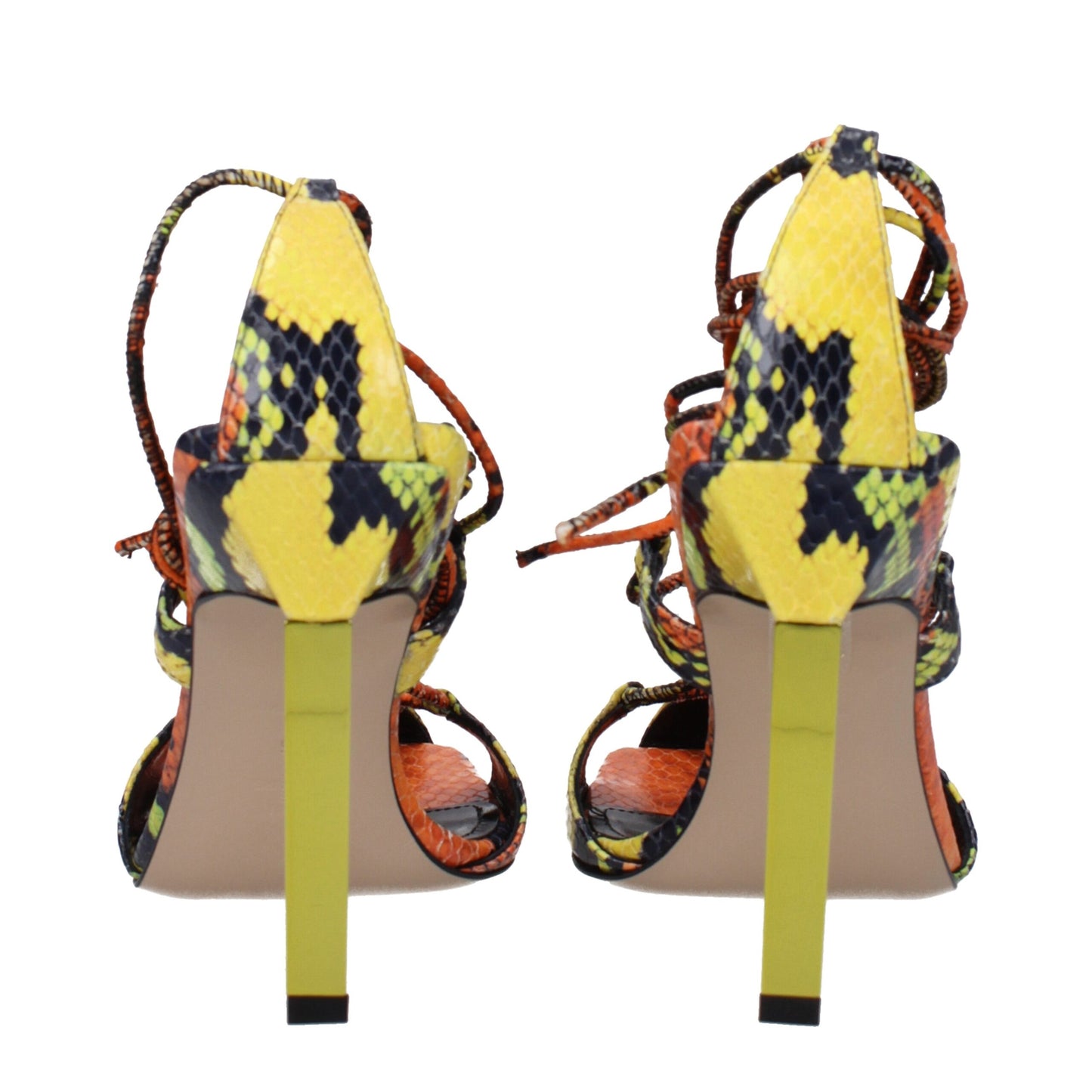Orange Leather Stiletto Heel Sandals