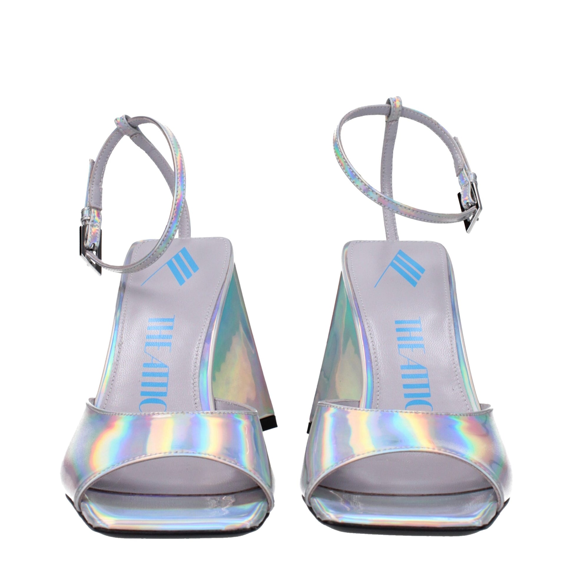 Gray Leather Platform Sandals