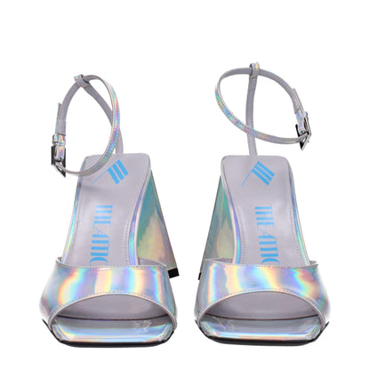 Gray Leather Platform Sandals