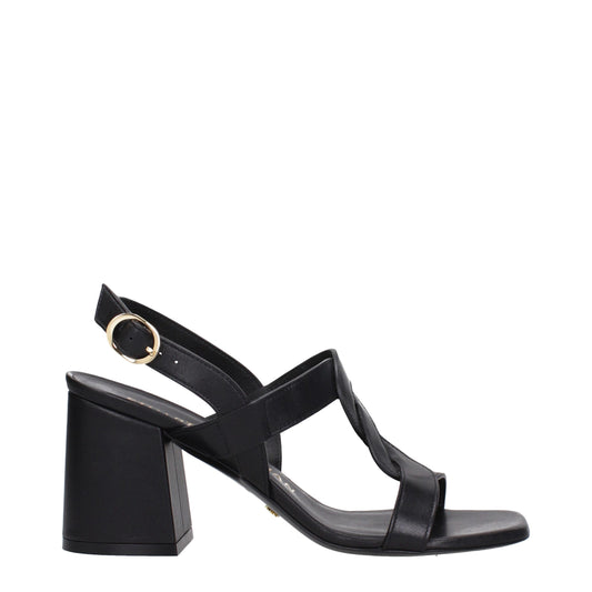 Black Leather Platform Sandals