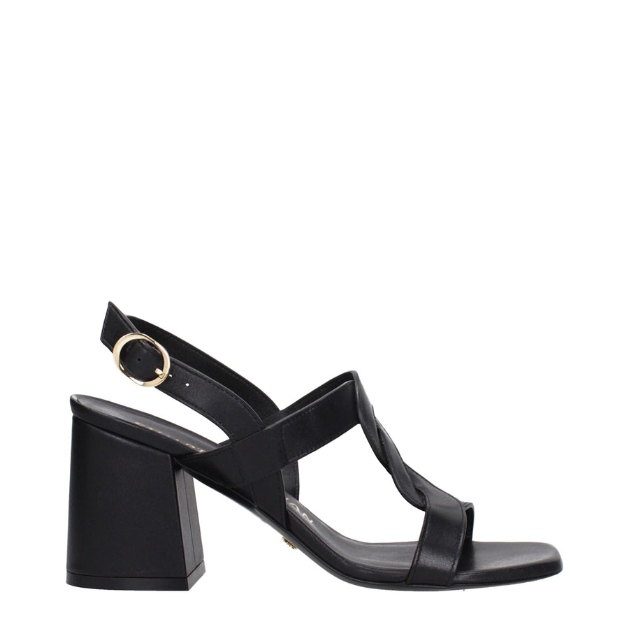Black Leather Platform Sandals